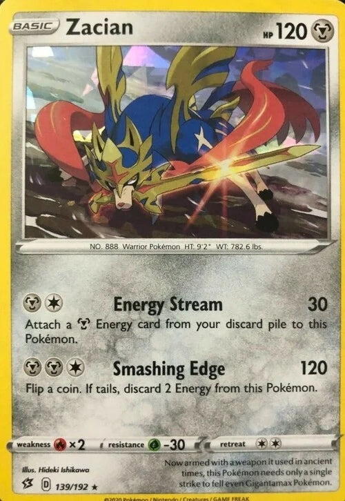 Rebel Clash Zacian #139/192 Cracked Ice Holo